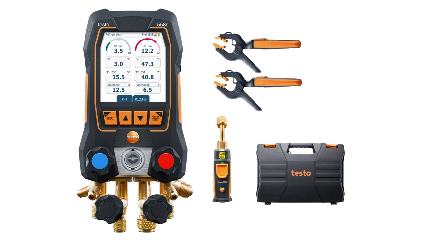 Kit Smart Vuoto testo 558s - Manifold digitale smart con sonde per il vuoto e la temperatura senza fili