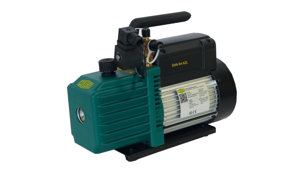 ECO-5-A2L Pompa per vuoto REFCO a 2 stadi carico: 142 l al minuto, raccordi: 1/4" SAE + 3/8" SAE, contenuto olio: 325ml