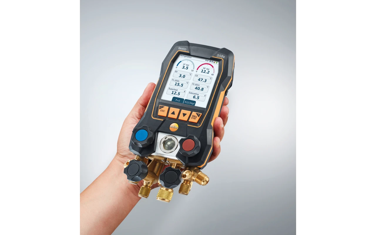 Kit Smart Vuoto testo 558s - Manifold digitale smart con sonde per il vuoto e la temperatura senza fili